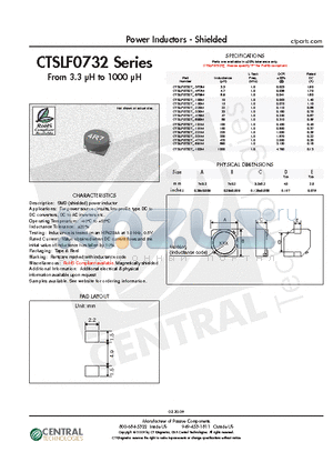 CTSLF0732T-101M datasheet - Power Inductors - Shielded