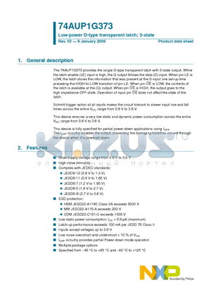 74AUP1G373GM datasheet - Low-power D-type transparent latch; 3-state