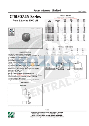 CTSLF0745T-2R2M datasheet - Power Inductors - Shielded