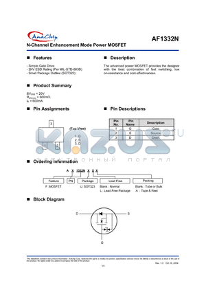 AF1332PNULA datasheet - N-Channel Enhancement Mode Power MOSFET