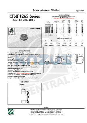 CTSLF1265T-220M datasheet - Power Inductors - Shielded