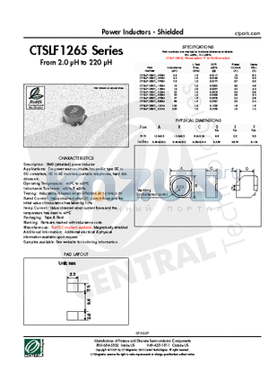 CTSLF1265TF-150M datasheet - Power Inductors - Shielded