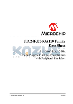 256GA106 datasheet - 64/80/100-Pin, 16-Bit, General Purpose Flash Microcontrollers with Peripheral Pin Select