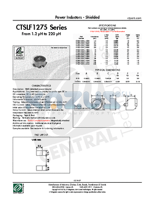 CTSLF1275T-1R2N datasheet - Power Inductors - Shielded
