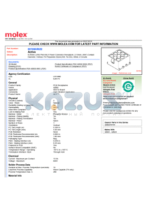 A-42002-2A2A1 datasheet - 6.35mm (.250) Pitch MLX Power Connector Receptacle, 2.13mm (.084