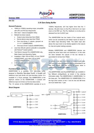 ASM5I2309AF-1H-16-SR datasheet - 3.3V Zero Delay Buffer