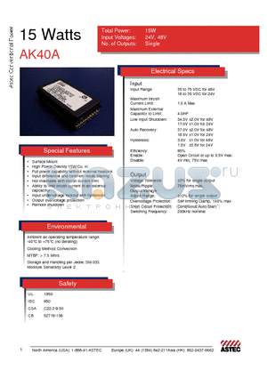 AK40A datasheet - 15 Watts