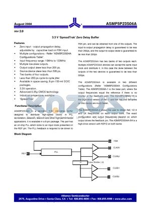 ASM5I23S04A-1-08-ST datasheet - 3.3 V SpreadTrak Zero Delay Buffer