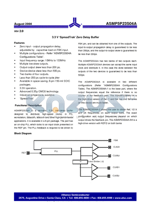 ASM5I23S04A-2-08-SR datasheet - 3.3 V SpreadTrak Zero Delay Buffer