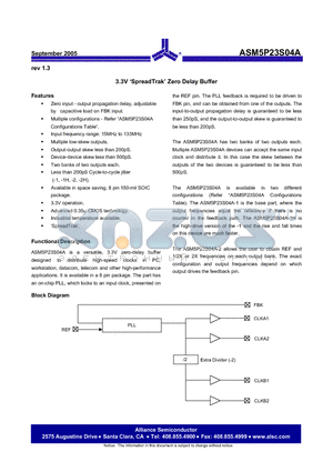 ASM5I23S04AF-1-08-SR datasheet - 3.3V SpreadTrak Zero Delay Buffer