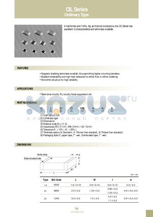 CIL10J100KNC datasheet - It has ferrite and 100% Ag as internal conductors, the CIL Series has excellent Q characteristics and eliminate crosstalk.