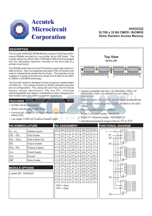 AK411024S datasheet - 32,768 x 32 Bit CMOS / BiCMOS Static Random Access Memory