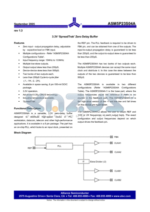 ASM5I23S04AG-1-08-SR datasheet - 3.3V SpreadTrak Zero Delay Buffer