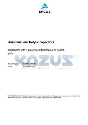 B43510A0128M000 datasheet - Aluminum electrolytic capacitors