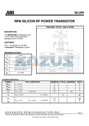BLU99 datasheet - NPN SILICON RF POWER TRANSISTOR