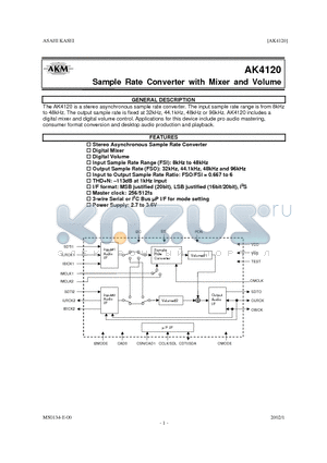 AK4120VF datasheet - Sample Rate Converter with Mixer and Volume