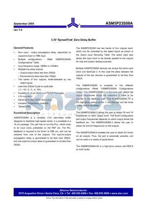 ASM5I23S08A-1-16-TR datasheet - 3.3V Zero Delay Buffer