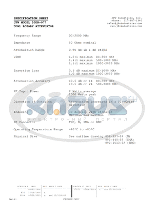 50DR-077 datasheet - DUAL ROTARY ATTENUATOR