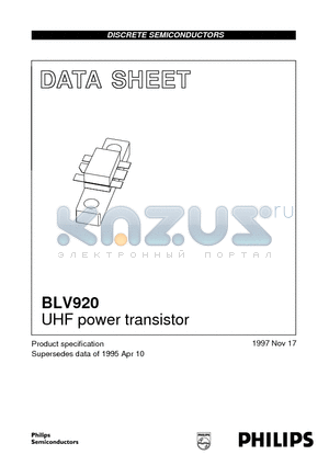 BLV920 datasheet - UHF power transistor