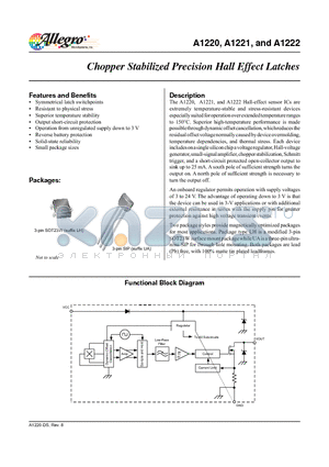 A1220LLHLT-T datasheet - Chopper Stabilized Precision Hall Effect Latches