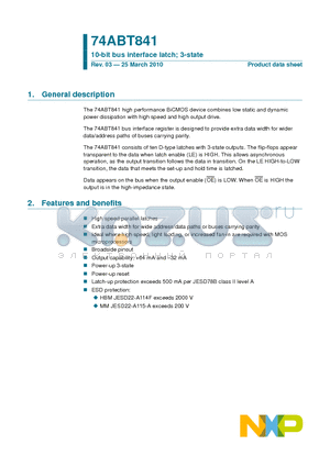 74ABT841D datasheet - 10-bit bus interface latch; 3-state