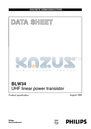 BLW34 datasheet - UHF linear power transistor