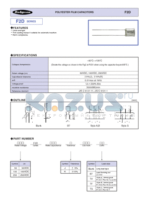 50F2D121JTV datasheet - POLYESTER FILM CAPACITORS