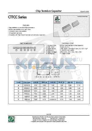 CTTCCA105K050T datasheet - Chip Tantalum Capacitor