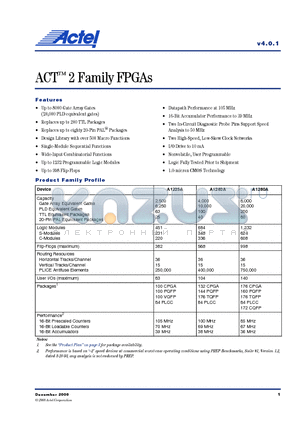 A1225A-2VQ176I datasheet - ACT2 Family FPGAs