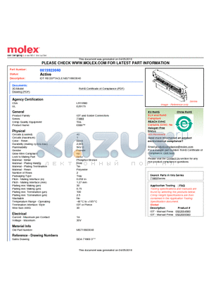 015-92-3040 datasheet - IDT RECEPTACLE MS716603040