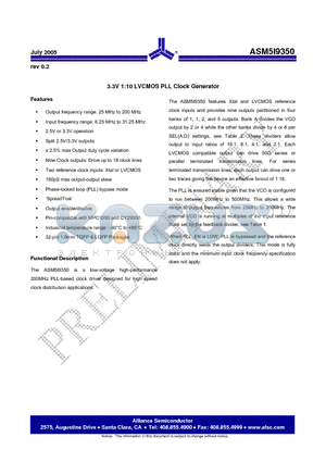 ASM5I9350G-32-ET datasheet - 3.3V 1:10 LVCMOS PLL Clock Generator