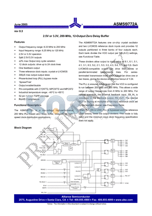 ASM5I9772AG-52-ET datasheet - 2.5V or 3.3V, 200-MHz, 12-Output Zero Delay Buffer