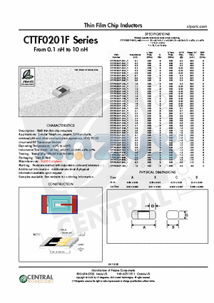 CTTF0201F-3N3C datasheet - Thin Film Chip Inductors