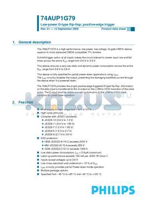 74AUP1G79GM datasheet - Low-power D-type flip-flop; positive-edge trigger