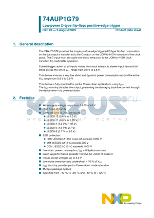 74AUP1G79GV datasheet - Low-power D-type flip-flop; positive-edge trigger