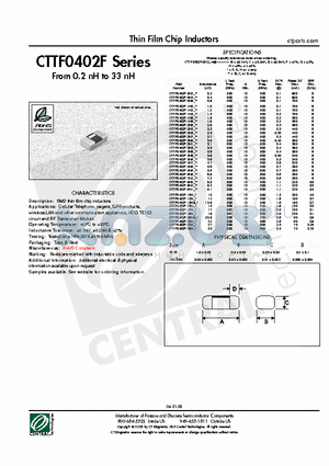 CTTF0402F-0N2S datasheet - Thin Film Chip Inductors