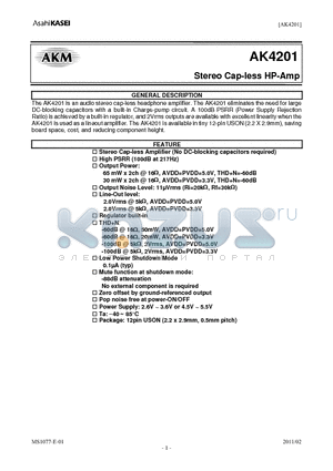 AK4201_11 datasheet - Stereo Cap-less HP-Amp