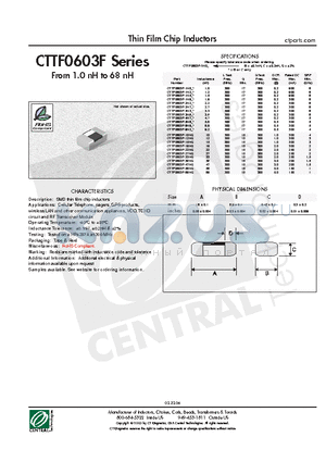CTTF0603F-10NG datasheet - Thin Film Chip Inductors