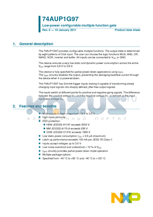 74AUP1G97 datasheet - Low-power configurable multiple function gate