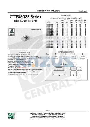 CTTF0603F-3N9C datasheet - Thin Film Chip Inductors