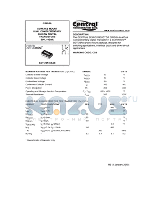 CIMD6A_10 datasheet - SURFACE MOUNT DUAL COMPLEMENTARY SILICON DIGITAL TRANSISTORS 50V, 100mA