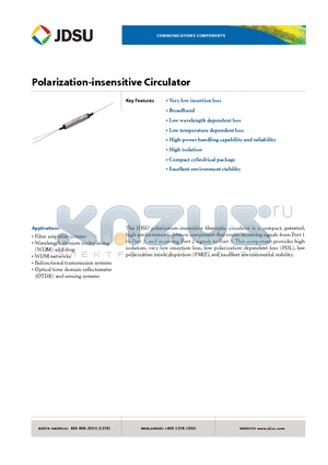 CIR-2300113 datasheet - Polarization-insensitive Circulator