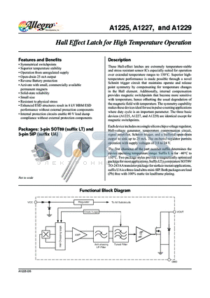 A1229 datasheet - Hall Effect Latch for High Temperature Operation