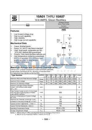 10A01 datasheet - 10.0 AMPS. Silicon Rectifiers