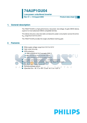 74AUP1GU04 datasheet - Low-power unbuffered inverter