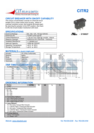 CITR208Q1K datasheet - CIRCUIT BREAKER WITH ON/OFF CAPABILITY