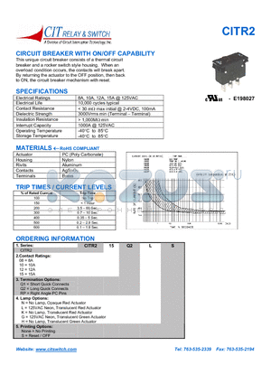 CITR208Q1GS datasheet - CIRCUIT BREAKER WITH ON/OFF CAPABILITY