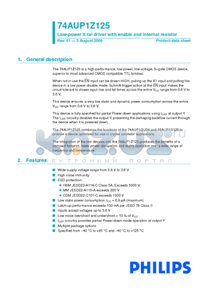 74AUP1Z125 datasheet - Low-power X-tal driver with enable and internal resistor