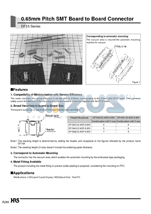 DF15A6.220DS-0.65V50 datasheet - 0.65mm Pitch SMT Board to Board Connector