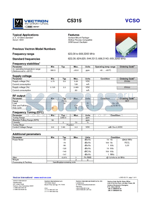 C5315 datasheet - 2, 5, 10 Gbit/s standard Sonet / SDH